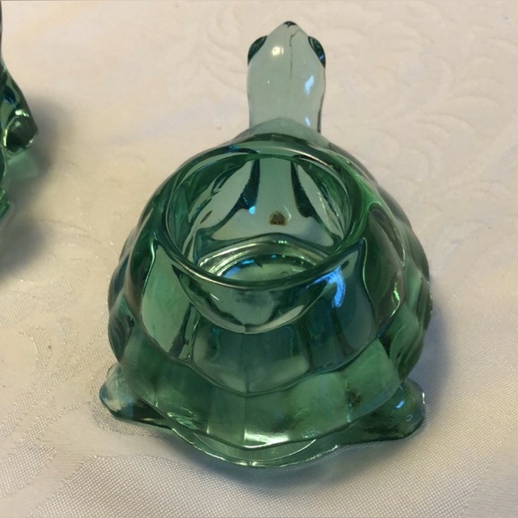 Vintage Indiana Glass Spanish Green Turtle votive or epiphyte plant holder more - Picture 6 of 10